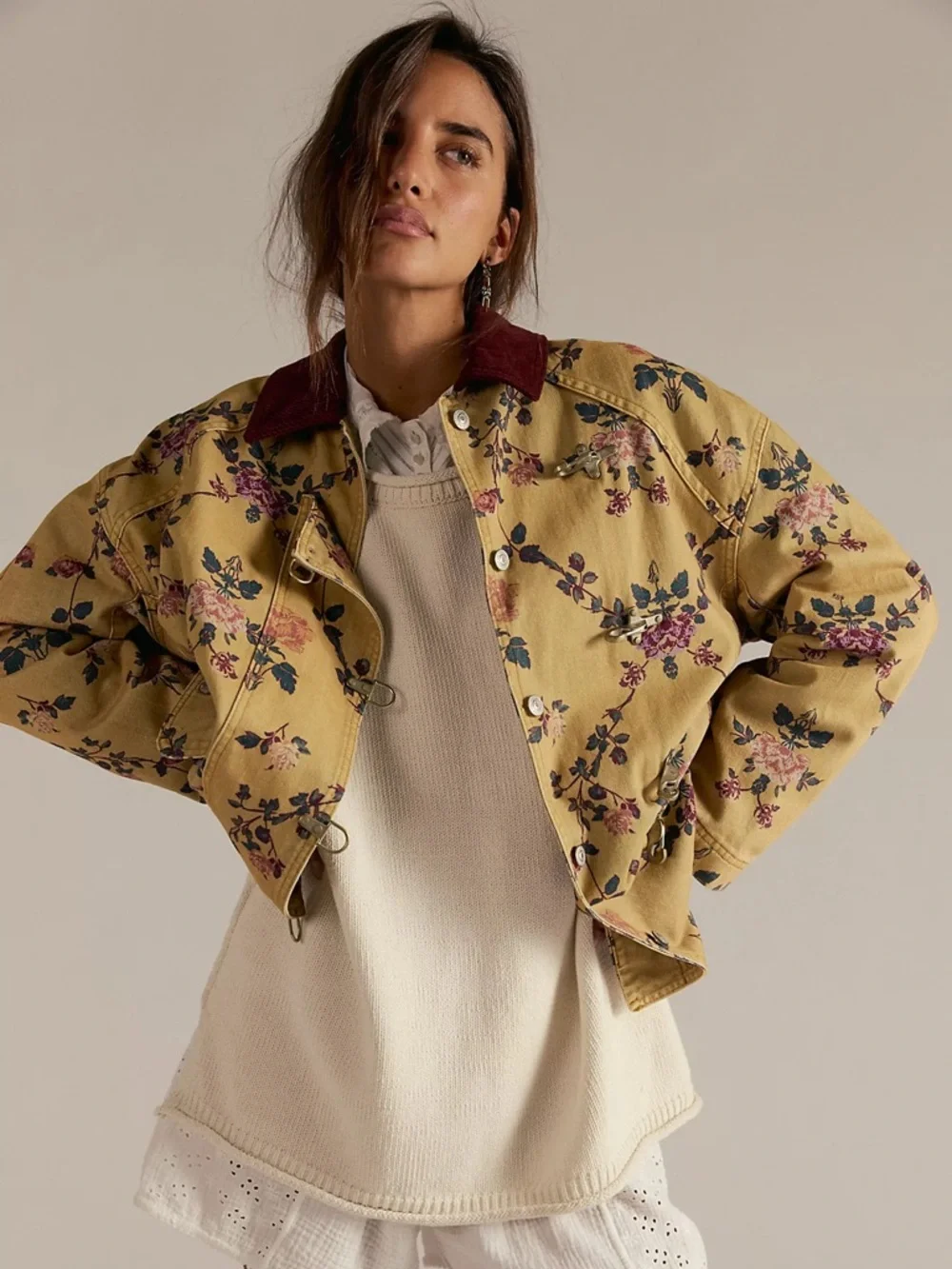 Free People // We The Free Floral Denim Barn Jacket - Picture 4 of 7